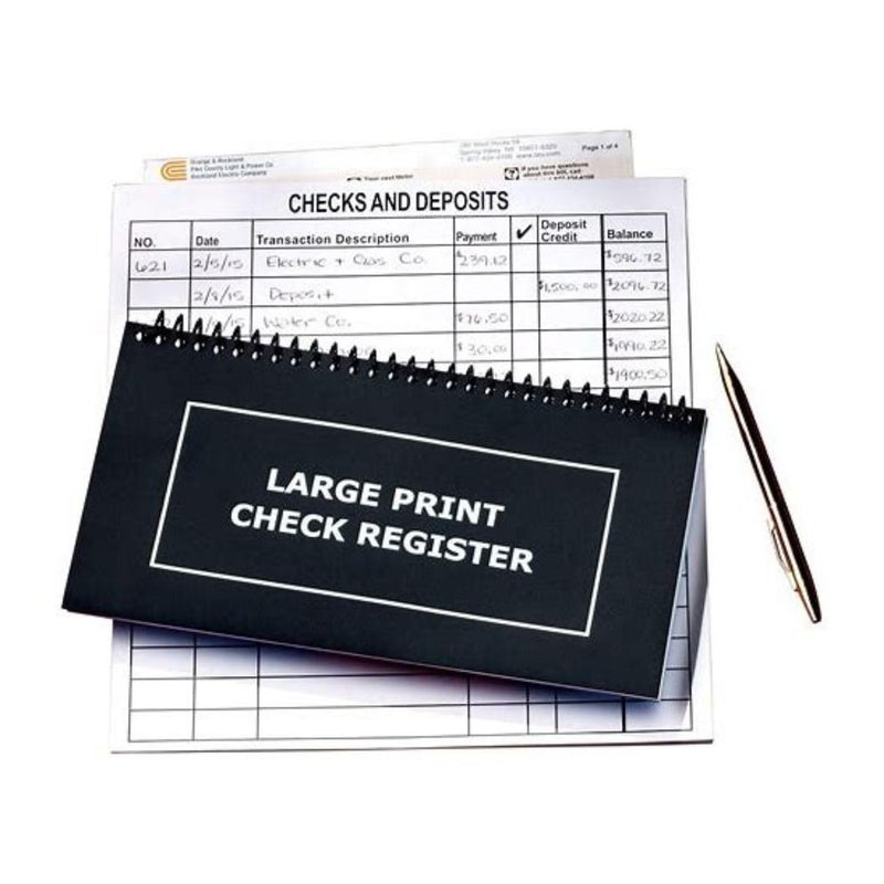 Bandwagon Jumbo Print Check Register Book - Large Print, Easy-to-Read, Spiral Bound, 56 Pages for Personal Accounting, Easy Transaction Reference, 10"L x 5Â¼"W - Image 1